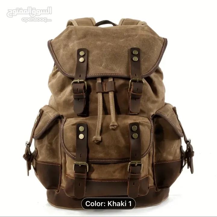 Vintage-Inspired Brown Leather Backpack with Zipper Closure - Durable Canvas,