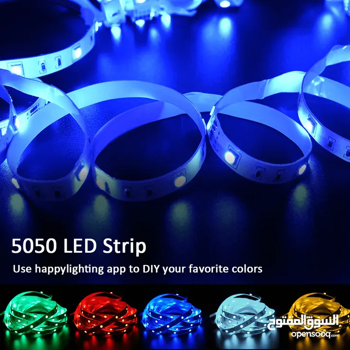 LED Strip Light RGB 5050 Flexible Ribbon With App Control حبل انارة ذكي يعمل على الصوت والتطبيق والر