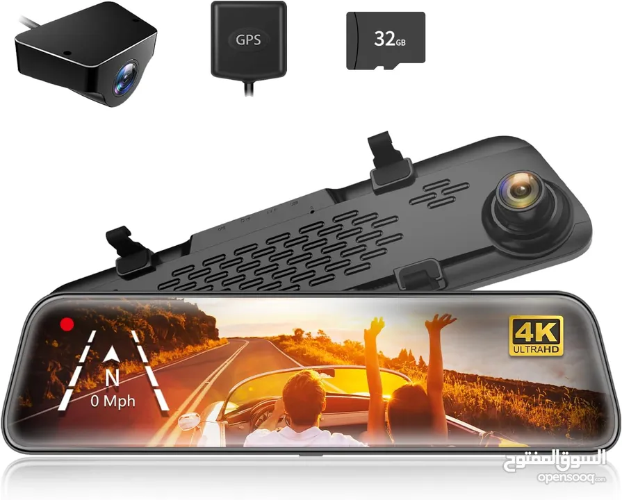 WOLFBOX G840S 12" 4K Mirror Dash Cam Backup Camera, 2160P Full HD