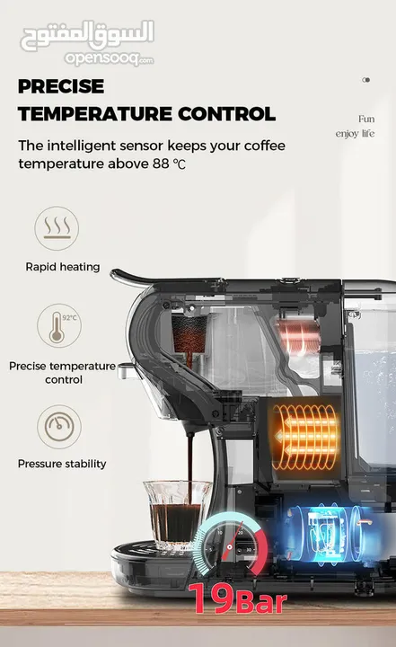 مكينة قهوة وكبتشينو cafeCafelffe 3-in-1 Hot Cold Capsule Espressoe Machine MK-602