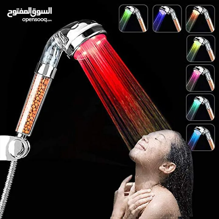 الدوش العجيب المضئ + تقويه ضغط الماء LED shower بدون كهرباء او بطاريات دش حمام