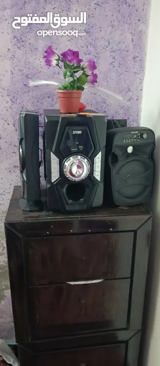 سماعات سيستم + صاب ويفر مضخم صوت   استعمال خفيف للبيع ......