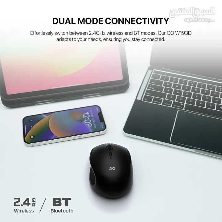 FANTECH W193D GO Dual Mode Wireless Mouse - Black ماوس فانتيك بلوتوث و وايرليس