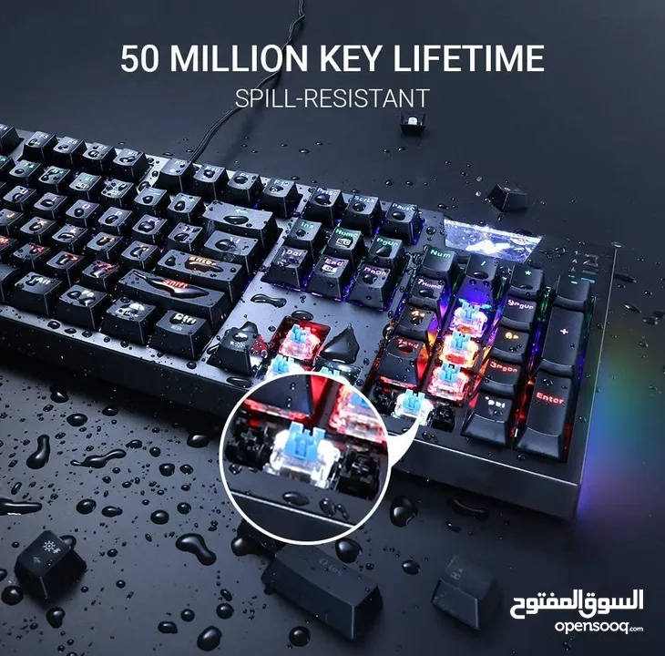 كيبورد الجمينج الاحترافي Abkoncore K600 RGB الميكانيكي بسعر حرق