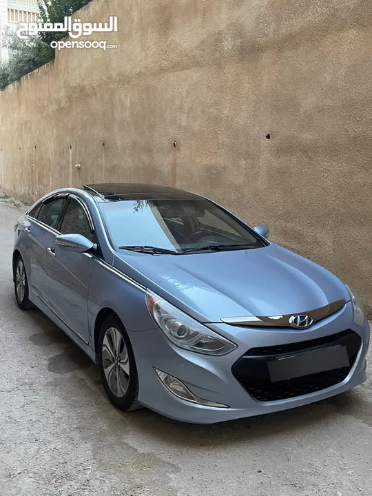 هونداي سوناتا هايبرد موديل 2014 مميزة لون ازرق بلو فل اضافات