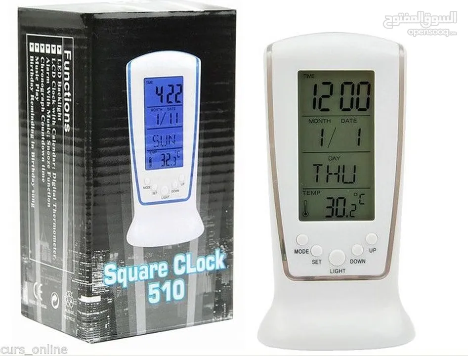 Square Clock Calender LED Light Alarm Clock With Light -