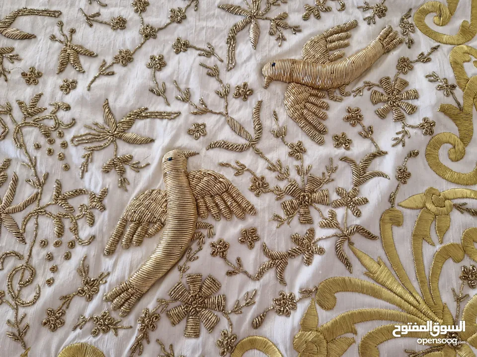Embroidered Indian silk centre table cover 98x98cm شرشف طاولة تطريز هندي على حرير