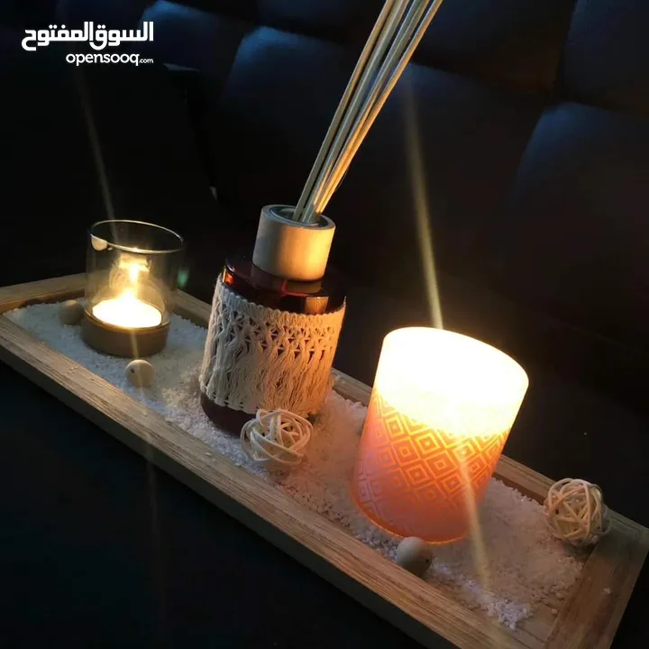 طقم شمع  وفواحه بزيت معطر