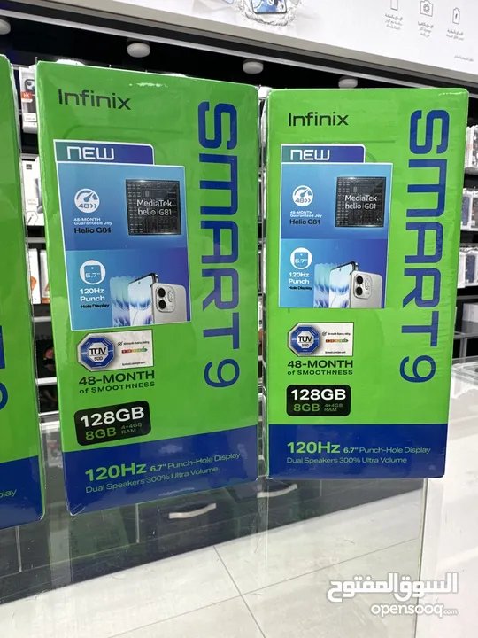 Infinix smart 9 (128GB / 4 RAM) انفنكس سمارت 9  128 GB  / 4+4 GB RAM كفالة الوكيل سنة