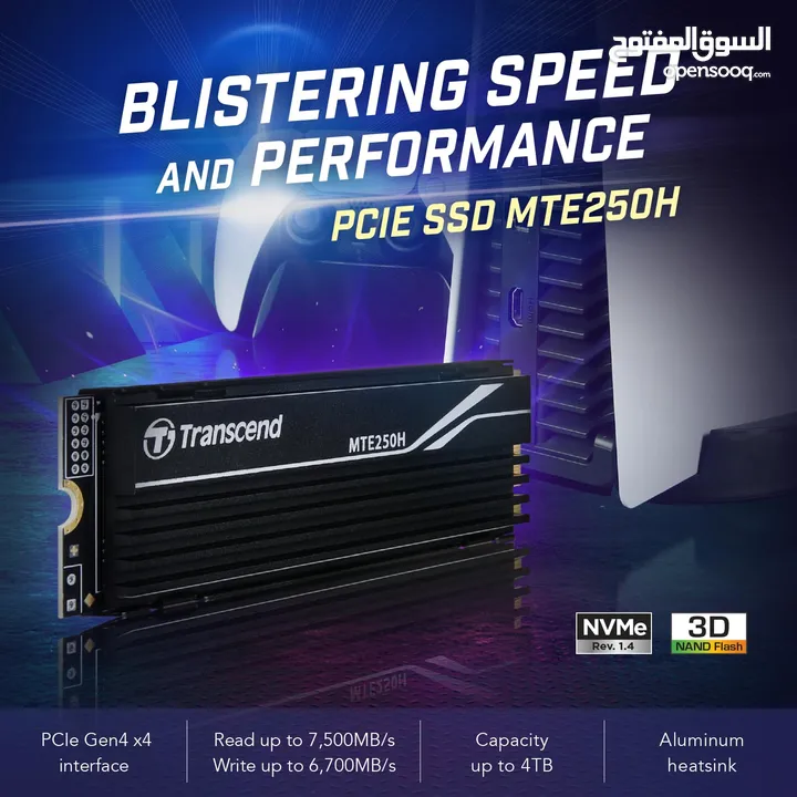 هارديسك داخلي مساحة 1 تيرا بايت نوع : M.2 NVMe ترانسيند Trancsend MTE250H 1TB