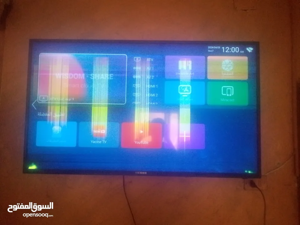 شاشه للبيع في الرصيفه شاشه فيه خطوط بتشغل نت حجم 55 نوع سيمور السعر 20 قابل للبدل