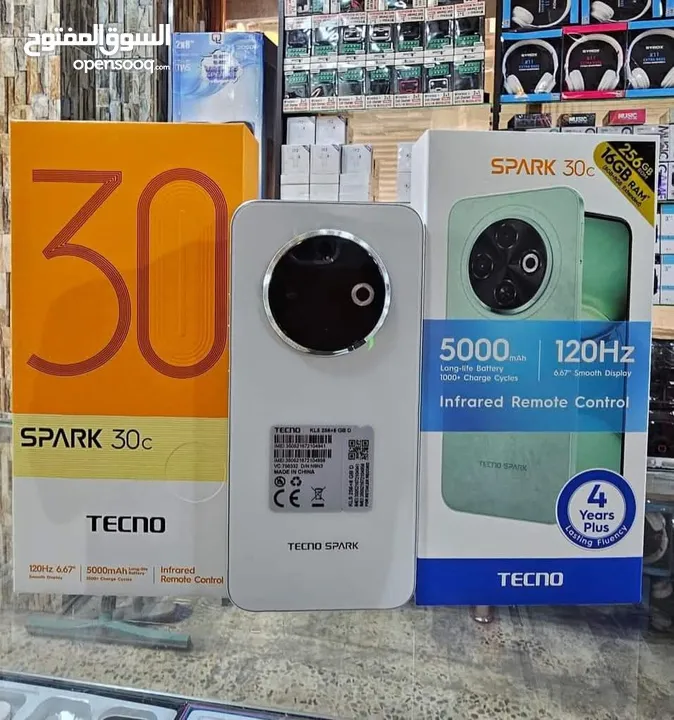 جهاز جديد بالكرتونة سيارك 30c رام 8 و 12 و  16 جيجا 128و 256 مكفول سنة متوفر توصيل