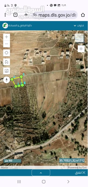 اراضي  عجلون قرية عرجان حوض مهرما مساحة الارض 2006 م2 واجهة شماليه على شارع 6 م طول 52 م على الشارع