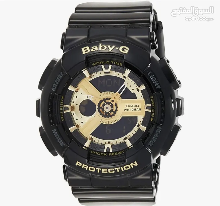 Casio Women's BA-110-1ACR Baby-G Goldtone Analog-Digital Display and Black Resin Strap Watch