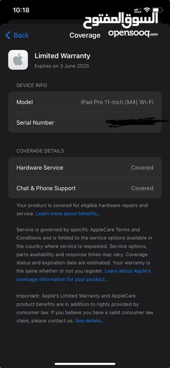 iPad Pro m4 1tb 11 month apple warranty