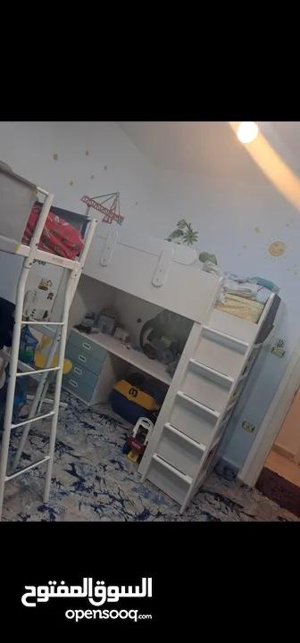 تخت طابقي ايكيا  ikea bunk bed مع فرشه مكتب ووحده ادراج  يونيت وحده