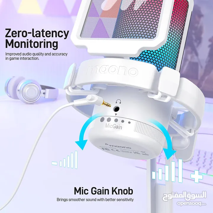 Maono DGM20 GamerWave White Gaming Mic - مايك جيمينج ممتاز باللون الابيض !