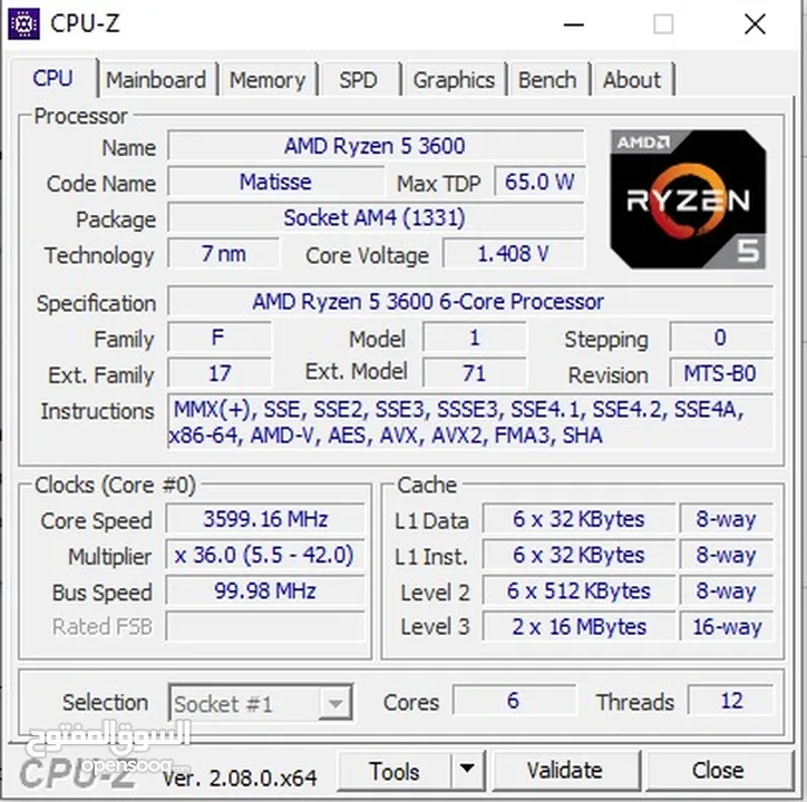 cpu amd ryzen 3600