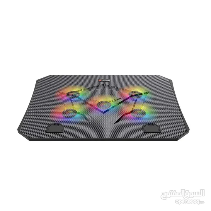 Meetion CP3030 5 Fans RGB Gaming Cooling Pad قاعدة تبريد لابتوب مع اضاءة