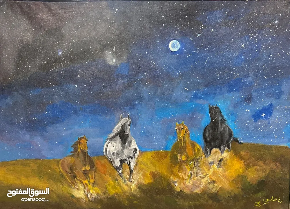 لوحات فنية مرسومة يدوي و لوحات حسب الطلب و تصاميم منشورات مواقع التواصل الاجتماعي