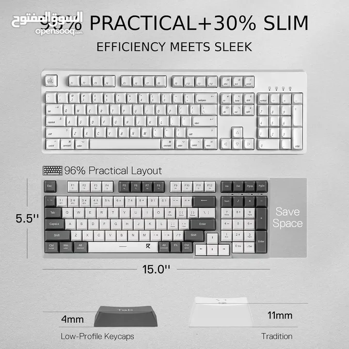Redragon BK7114 Low-Profile Wireless Computer Keyboard كيبورد وارليس ريدراجون خفيف