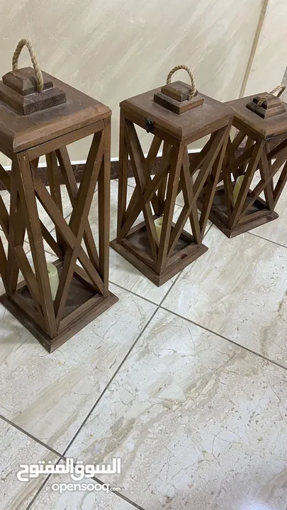 3 فوانيس خشب لغرفه جلوس