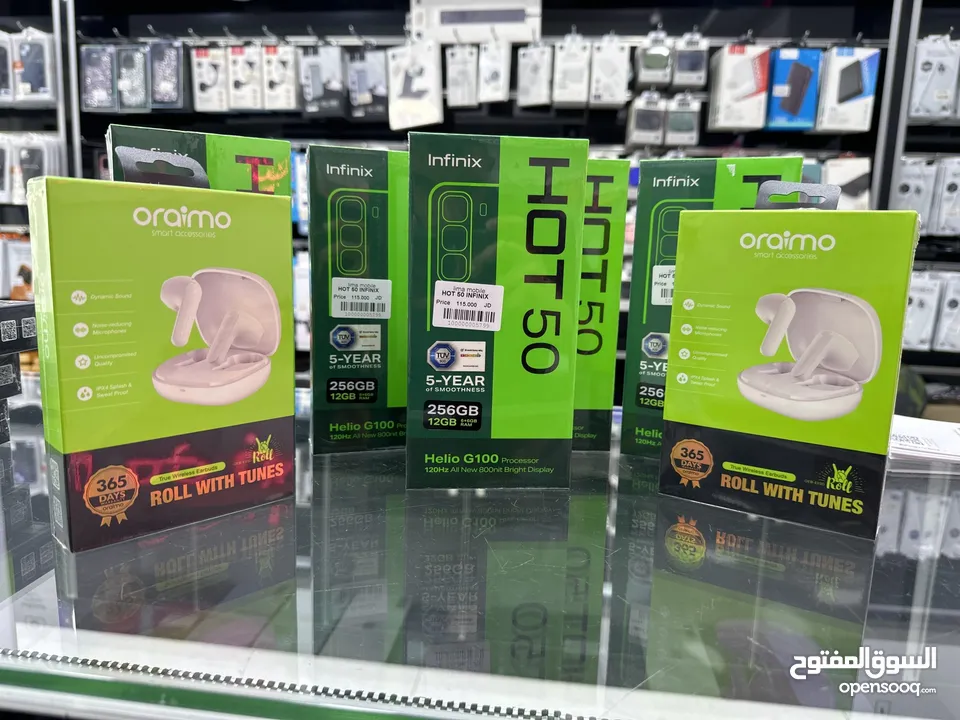Infinix hot 50 ( 256GB / 6+6 RAM) جهاز انفنكس الجديد هوت 50 هدية مع كل جهاز سماعات بلوتوث من الشركة