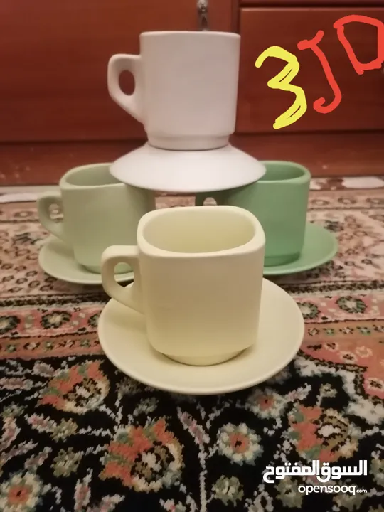 ابريق+كاسات / طنجر+صحون / مقات نسكافيه / فناجين قهوة / خلاطة كابتشينو/فازه اثرية قديمه