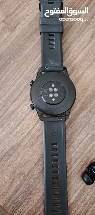 سماعة وساعة هواوي الاصليه لون اسود huawei freebids 4i huawei smart watch gt 2