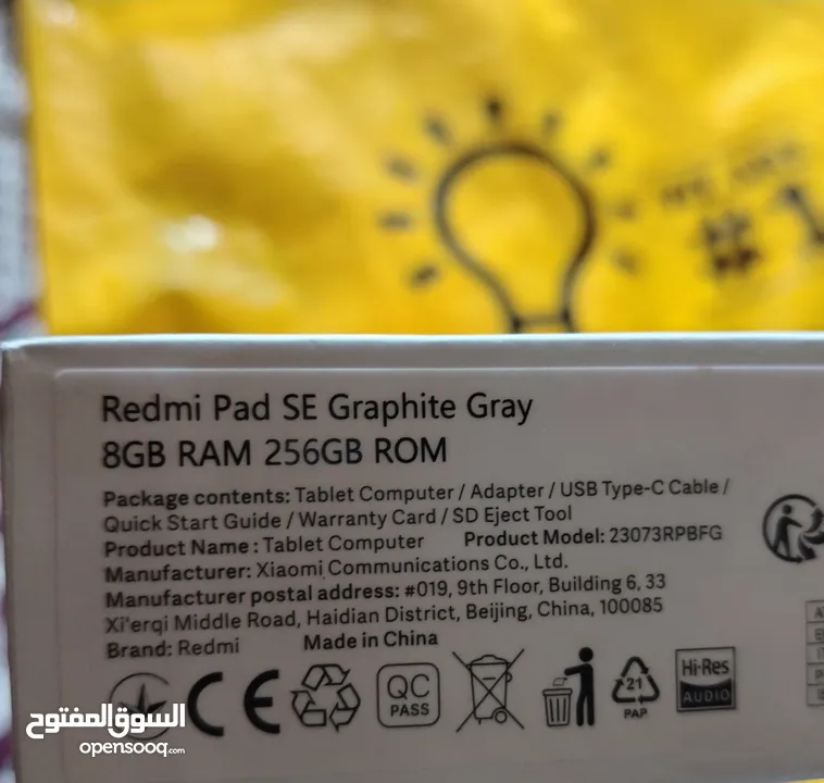 Xiaomi REDMI PAD SE, 8GB & 256GB, 11Inch, Grey Model Number: 23073RPBFG2GRAYBra