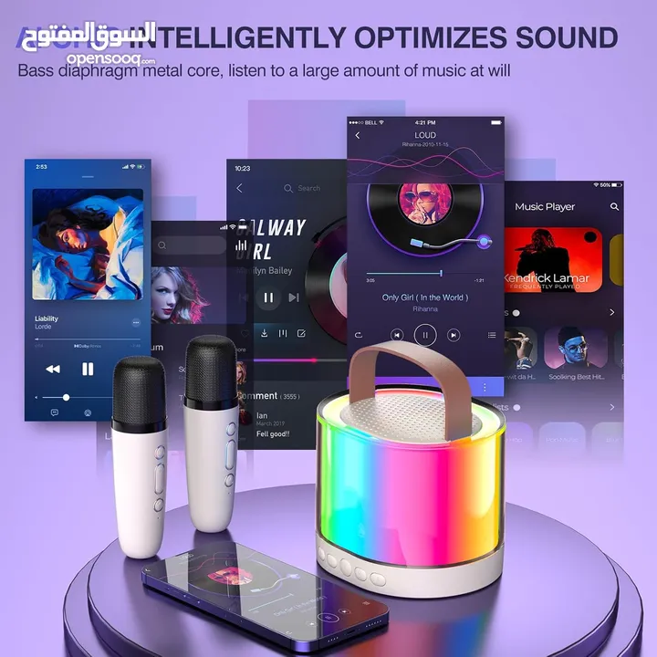 سماعة شحن صغيرة متنقل مع مايك عدد 2 نظام كاروكي للاطفال Karaoke Machine for Kids Adults K52