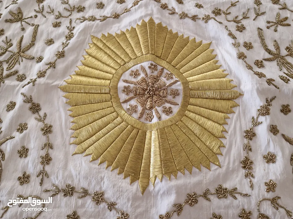 Embroidered Indian silk centre table cover 98x98cm شرشف طاولة تطريز هندي على حرير