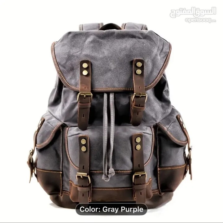 Vintage-Inspired Brown Leather Backpack with Zipper Closure - Durable Canvas,
