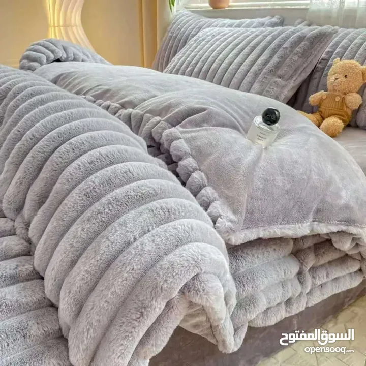 الأفخم والأجمل لشتاء 2026 وصل يا صبايااا لحاف كوردوري الأرنب المخملي سيت لحاف نفريين فرووو جميييييل