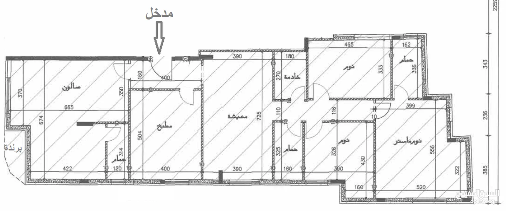 شقة 215 متر - طبربور - ط3 - للبيع