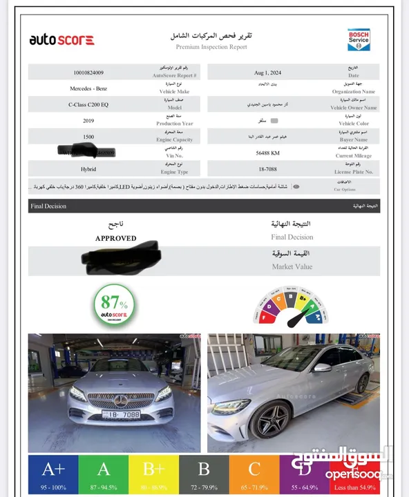 مرسيدس  2019c200 بحالة ممتازة للبيع  AMG kit