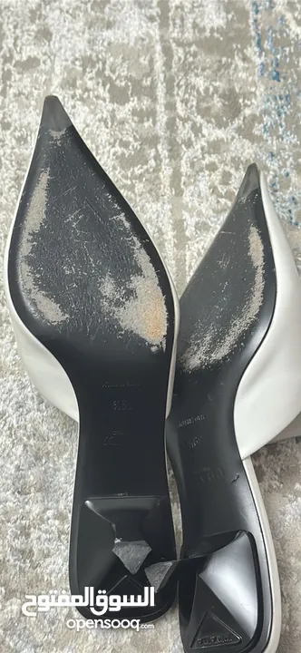 Prada White Mules (Pointed Toe, Kitten Heel, Size 39.5)