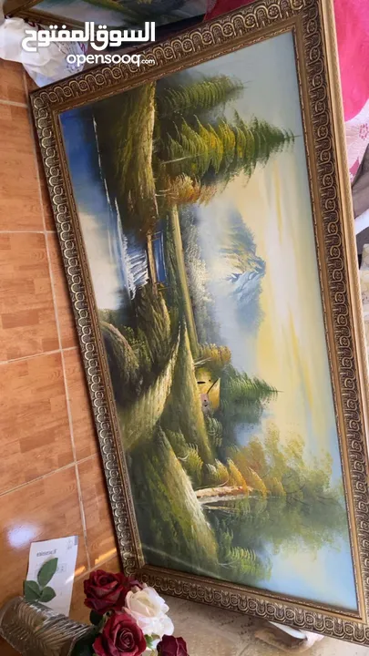 برواز عدد 2 بإطار ذهبي رسم يدوي بصورة طبيعية جميلة      00000000000000000000000000000000000000000000