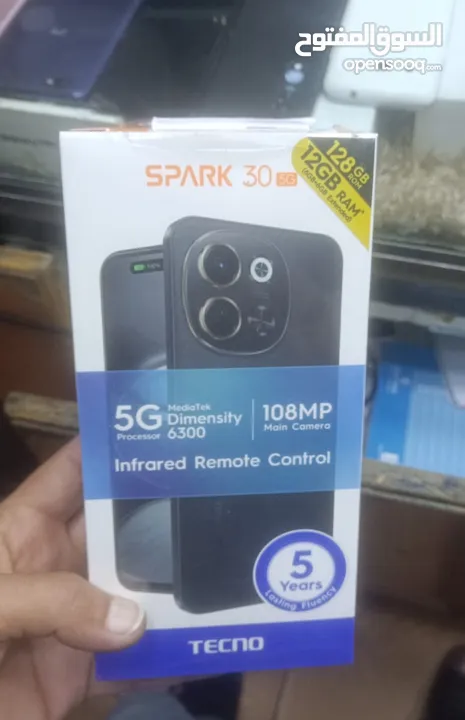 جديد بالكرتونة Spark 30 5G رام 12 جيجا 128 مكفول سنة متوفر توصيل