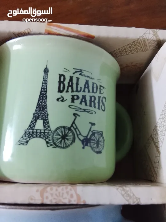 6فناجين قهوة ترند السنة فخمة أنيقة مرتبة ماركة BALADE PARIS بستة ألوان  ازرق اصفر برتقالي سكني اخضر