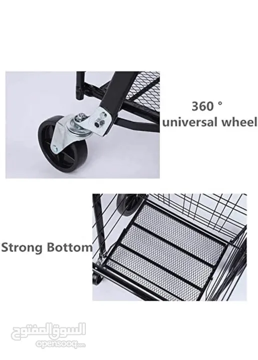 Style Fold-able Collapsible Grocery Shopping Trolley (Black,80kg Max Load)