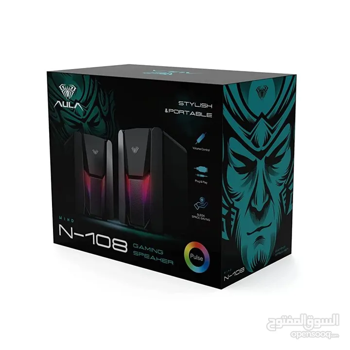 سماعات كمبيوتر جيمنغ  مضيئة مميزة  Aula Speaker N-108 Gaming RGB Lights OG