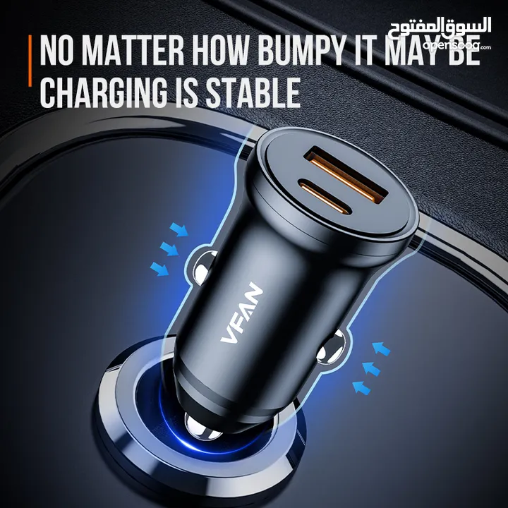 شاحن سياره مدخلين شحن سريع USB  VFan C03 Car Kit 20W Type-C Fast Power Delivery 3.0
