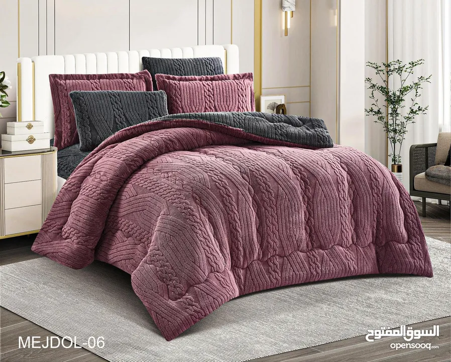 مجموعة Majdol بالنقشة الجديدة والوزن الثقيل 6500 غم  مجوز 6 قطع مزوج يستخدم عالوجهين كل وجه لون مثل