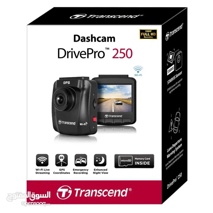 كاميرا داش كام من ترانسد تصوير الترا اتش دي Transcend Dash Camera 250 Wifi 4K UltraHD