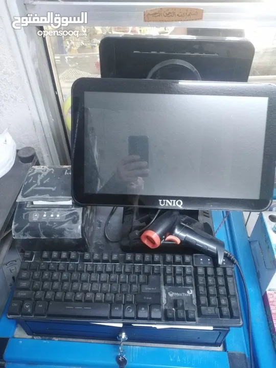نقطة بيع شاشته تتش وشاشة للزبون وطابعة وقارئ صندوق شبه وكالة للبيع 375 مع البرنامج