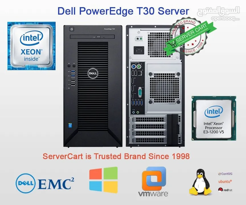 Dell PowerEdge T30 tower Server - 1 x Intel Xeon E3-1225 v5 Quad- 2TB HHD  32GB SSD 512 m.2 NVME