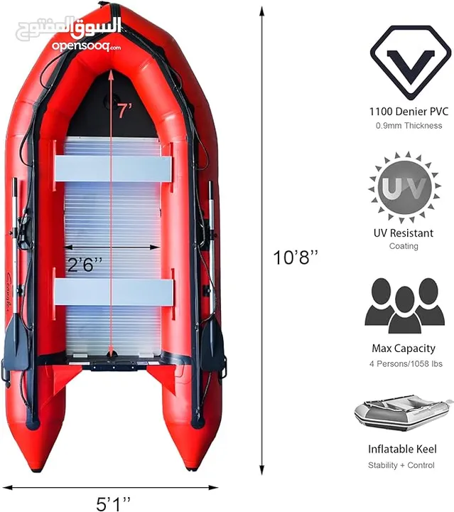 Inflatable Dinghy Boat with Aluminum Floor and Aluminum Transom