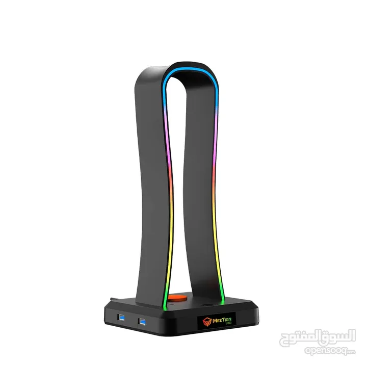 Meetion U002 RGB Stand For Gaming Headset حامل قاعدة سماعات مضاءة مع مداخل