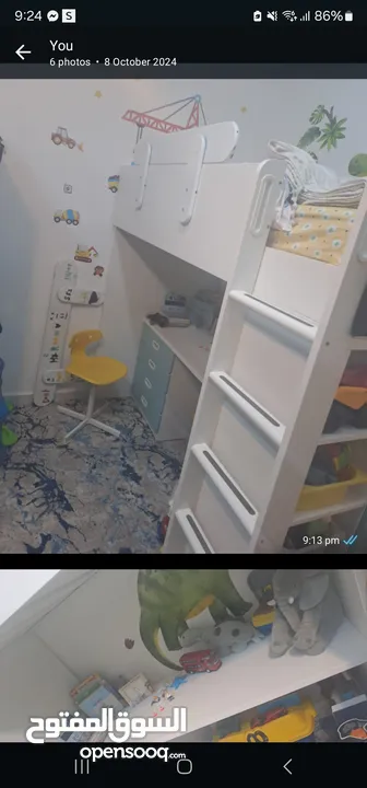 تخت طابقي ايكيا  ikea bunk bed مع فرشه مكتب ووحده ادراج  يونيت وحده